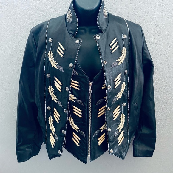 Tribe America Vintage Leather Jacket & Vest - 8 - Picture 9 of 10